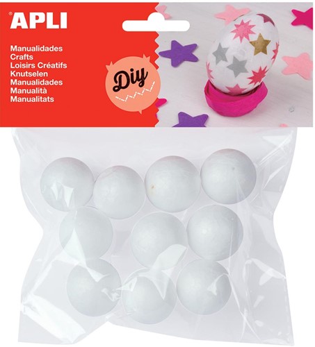 Apli boule en polystyrène, diamètre 25 mm, sachet de 10 pièces