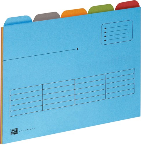 Oxford Ultimate sous-dossiers ft A4, en carton, 5 onglets, assorti