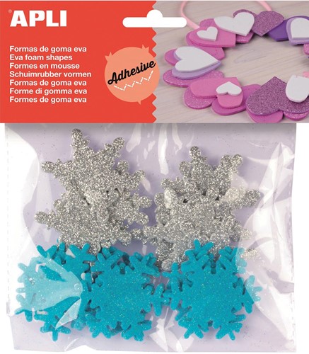 Apli Kids flocons de neige adhésifs avec paillettes, blister de 22 pièces