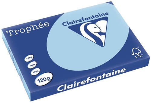 Clairefontaine Trophée Pastel, papier couleur, A3, 120 g, 250 feuilles, bleu
