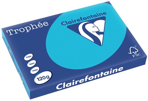 Clairefontaine Trophée Intens, papier couleur, A3, 120 g, 250 feuilles, bleu royal