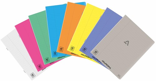 Aurora Writing 80 cahier, agrafé, ligné + marge, 72 pages, A5, PP transparent