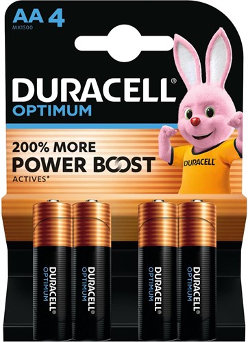 Duracell batterij Optimum AA, blister van 4 Stuk