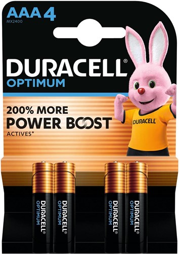 Duracell batterij Optimum AAA, blister van 4 stuks 4 Stuk