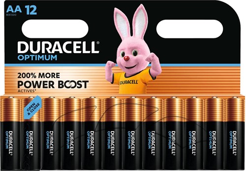 Duracell batterij Optimum AA, blister van 12 Stuk