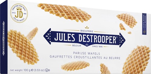 Jules Destrooper gaufrettes croustillantes au beurre, boîte de 100 g