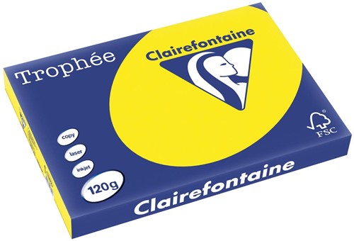Clairefontaine Trophée Intens, papier couleur, A3, 120 g, 250 feuilles, jaune soleil