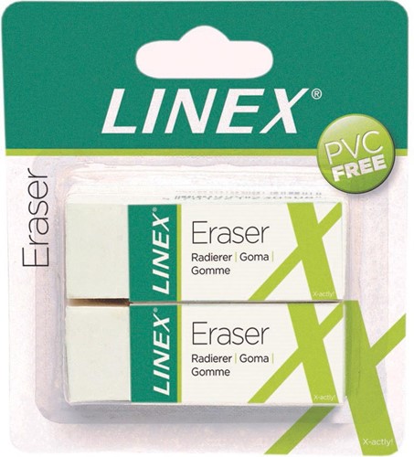 Linex gomme blanche, blister de 2 pièces