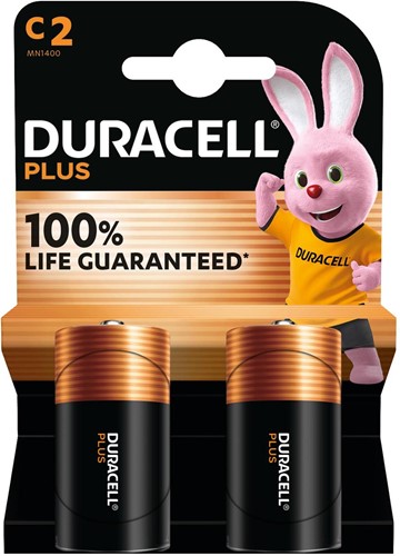 Duracell batterij Plus 100% C, blister van 2 stuks 2 Stuk