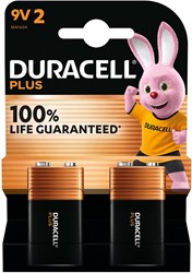 Duracell batterij Plus 100% 9V, blister van 2 stuks 2 Stuk