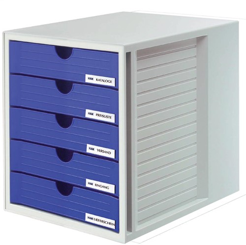 Han bloc à tiroirs avec tiroirs fermés, bleu