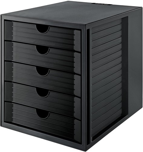 Han bloc à tiroirs Systembox Karma, avec 5 tiroirs fermés, éco-noir