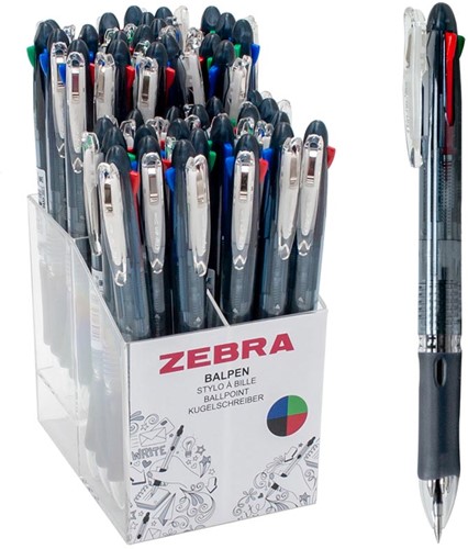 ZEBRA Clip on Slim 4-kleurenbalpen, 0,7 mm, klassieke inktkleuren-2