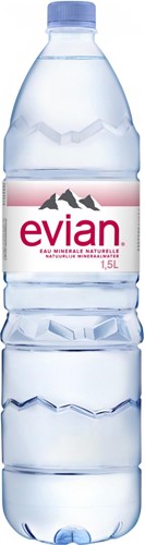 Evian eau, bouteille de 1,5 liter, paquet de 6 pièces