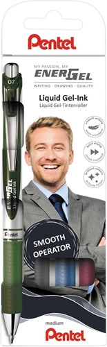 Pentel Roller Energel RT BL77, etui de 4 pièces, rood-groen-blauw-zwart