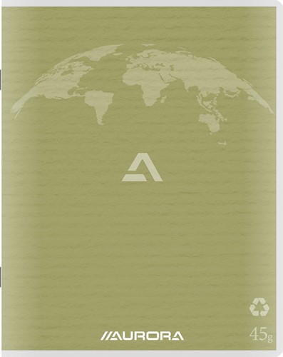 Aurora Writing 60 cahier de brouillon en papier recyclé, 96 pages, ligné, vert mousse
