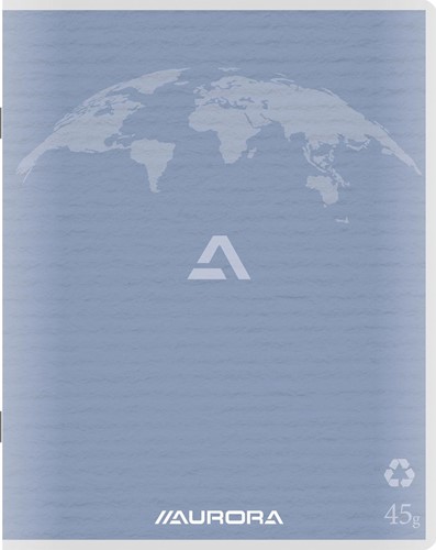 Aurora Writing 60 cahier de brouillon en papier recyclé, 96 pages, quadrillé 5 mm, bleu clair