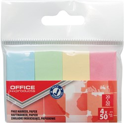 OFFICE products index, 20 x 50 mm, ophangzakje van 4 x 50 tabs, geassorteerde pastelkleuren