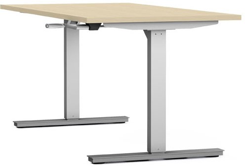 Axel bureau B. 160 x D. 80 cm -Hoogteregeling met hendel - Blad dikte 25 mm in wit esdoorn melamine - poten afwerking zilver grijs liss metalen