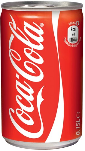 Coca-Cola frisdrank, mini blik van 15 cl, pak van 24 stuks