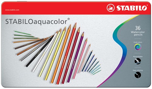 STABILOaquacolor kleurpotlood, metalen doos van 36 stuks in geassorteerde kleuren 36 Stuk