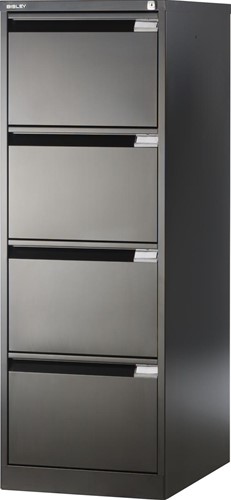 Bisley hangmappenkast, ft 132,1 x 47 x 62,2 cm (h x b x d), 4 laden, zwart