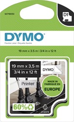 Dymo D1 flexibele nylontape 19 mm, zwart op wit 1 Stuk