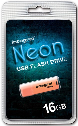 Integral Neon USB 2.0 stick, 16 GB, oranje 1 Stuk