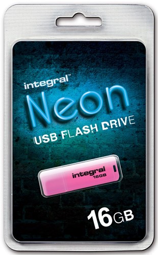 Integral Neon USB 2.0 stick, 16 GB, roze 1 Stuk
