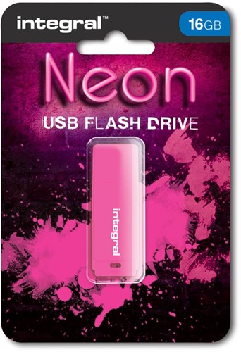 Integral Neon USB 2.0 stick, 16 GB, roze 1 Stuk