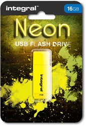 Integral Neon USB 2.0 stick, 16 GB, geel 1 Stuk