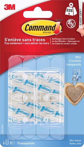 Command crochet, small, capacité 225 g, transparent, blister de 6 pièces 1 Stuk