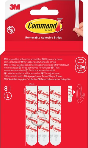 Command kleefstrips, large, wit, blister van 8 stuks