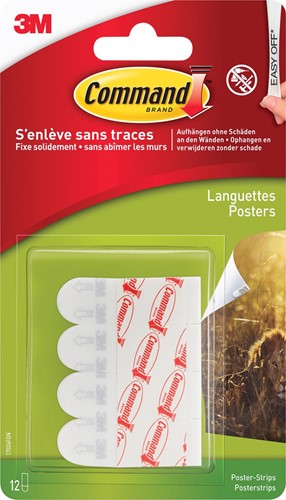 Command attache poster, small, capacité 225 g, blanc, blister de 12 pièces 1 Stuk