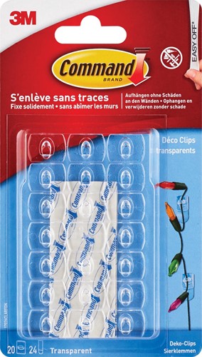 Command crochet extra small, capacité 225 g, transparent, blister de 20 pièces