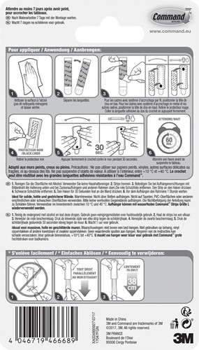 Command accroche tableau pour crochet avec dents de scie, capacité 2,2 kg, en métal, sous blister 1 Stuk-2