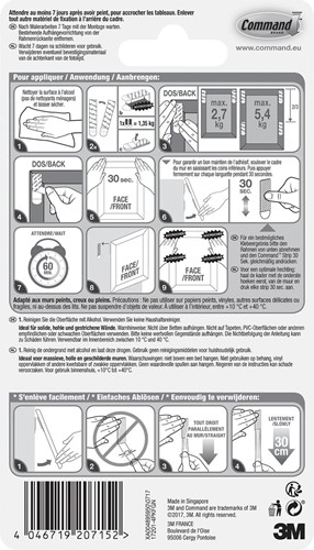 Command accroche tableau, medium, capacité 5,4 kg, blanc, blister de 8 pièces-2