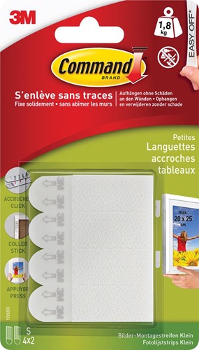 Command accroche tableau, small, capacité 1,8 kg, blanc, blister de 8 pièces 1 Stuk