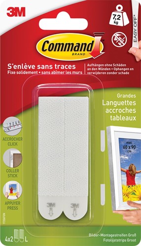 Command accroche tableau, small, capacité 5,4 kg, blanc, blister de 4 pièces 1 Stuk