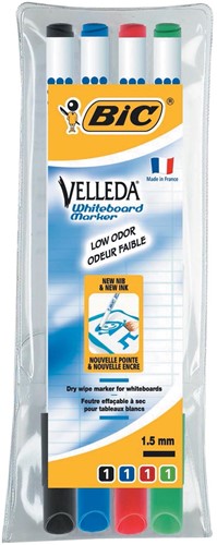 Bic marqueur pour tableaux blancs Velleda 1721, étui de 4 pièces 4 Stuk