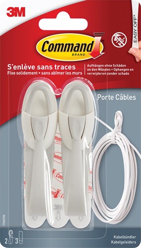 Command porte-câbles, medium, capacité 900 g, blanc, blister de 2 pièces 1 Stuk