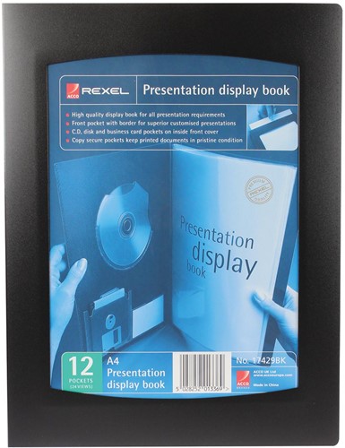 Rexel Protège-documents Professional Display Book, pour ft A4, 12 pochettes