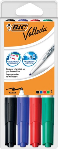 Bic marqueur tableau blanc Velleda 1741, en couleurs assorties, étui de 4 pièces 4 Stuk