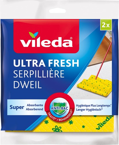 Vileda serpillière Ultra fresh, ft 50 x 60 cm, geel, paquet de 2 pièces