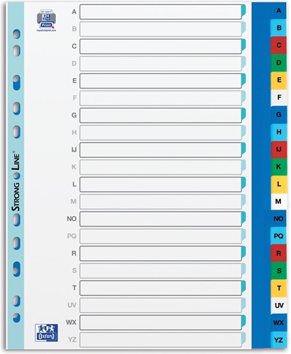 OXFORD intercalaires, format A4 maxi (pour pochettes), en PP, 11 trous, onglets colorés, jeu A-Z