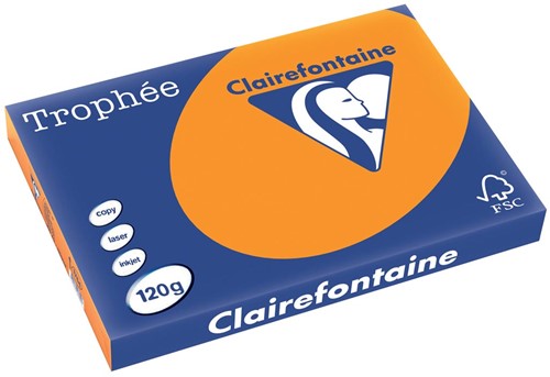 Clairefontaine Trophée Intens, gekleurd papier, A3, 120 g, 250 vel, feloranje