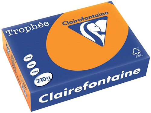 Clairefontaine Trophée Intens, gekleurd papier, A4, 210 g, 250 vel, feloranje