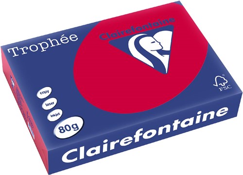 Clairefontaine Trophée Intens, papier couleur, A4, 80 g, 500 feuilles, rouge groseille