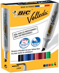 Bic marqueur pour tableaux blancs Velleda 1781, boîte de 4 pièces en couleurs assorties 4 Stuk