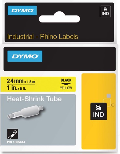 Dymo RHINO tube de thermo-rétraction 24 mm, noir sur jaune